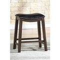 Black Saddle Counter Stool with Nailhead Trim F85697