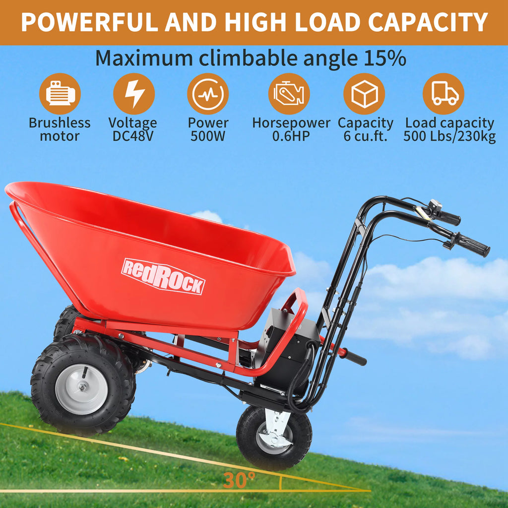 48V28Ah 500W Steel Electric Wheelbarrow Utility Cart L26530