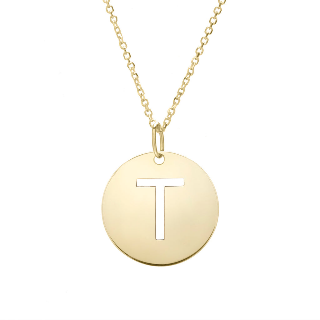 14k Yellow Gold Polished Initial t Necklace With Lobster Clasp 18 Inch S77378