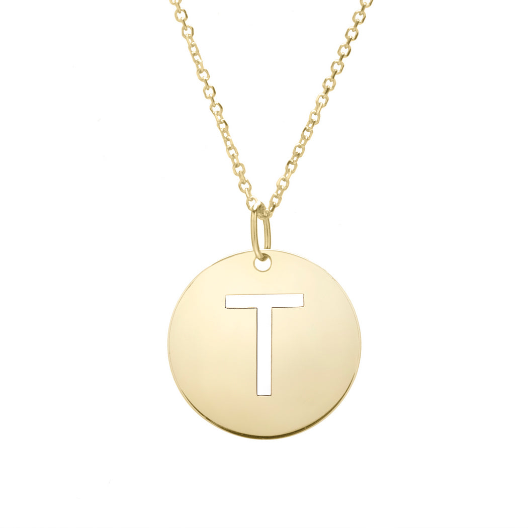 14k Yellow Gold Polished Initial t Necklace With Lobster Clasp 18 Inch S77378