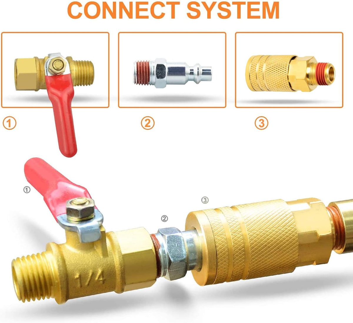 12PCS 1/4-Inch Brass Quick Connect Air Coupler Q8879