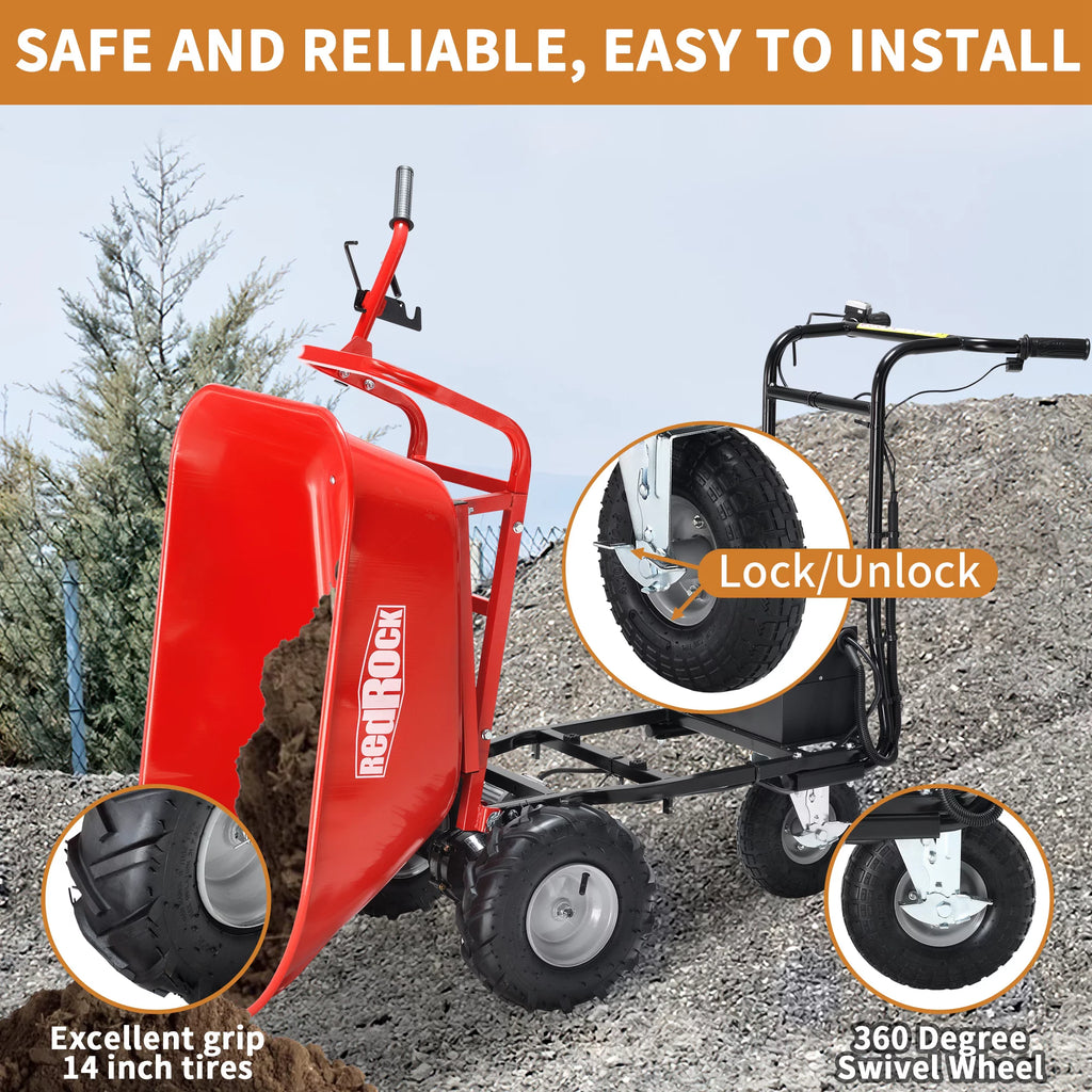 48V28Ah 500W Steel Electric Wheelbarrow Utility Cart L26530