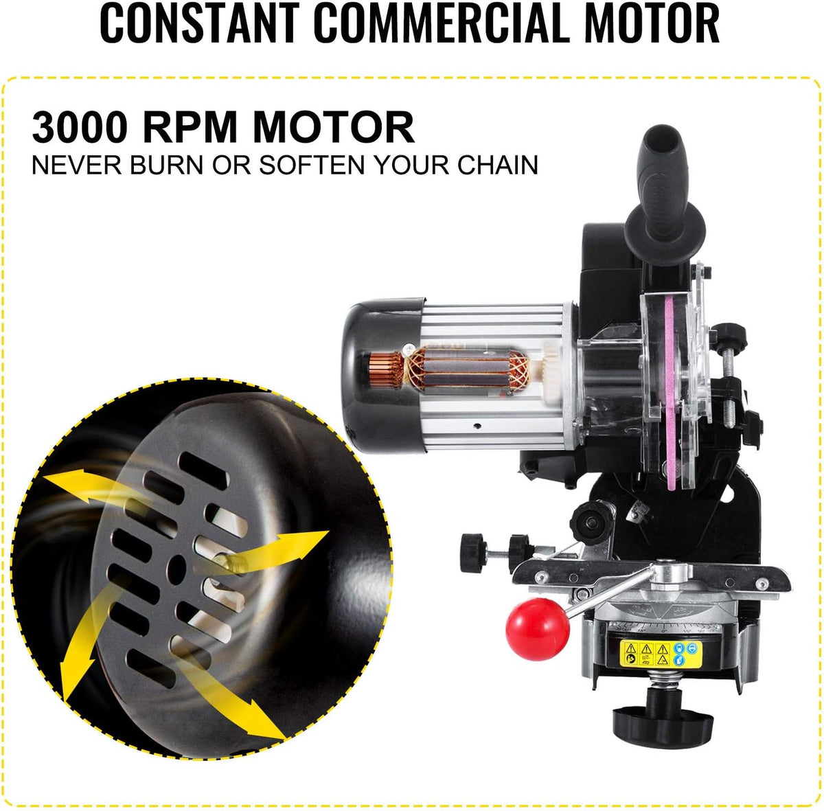 Chainsaw Sharpener 230W Multi-Angle Adjustable Chain Grinder 3000RPM Electric for 1/4" to 2/5" Chains L3118