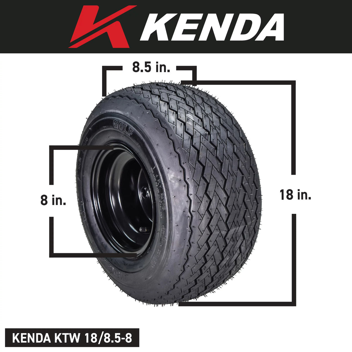 18x8.5-8 Golf Cart Tires & Black Wheels Set of 4 U87339