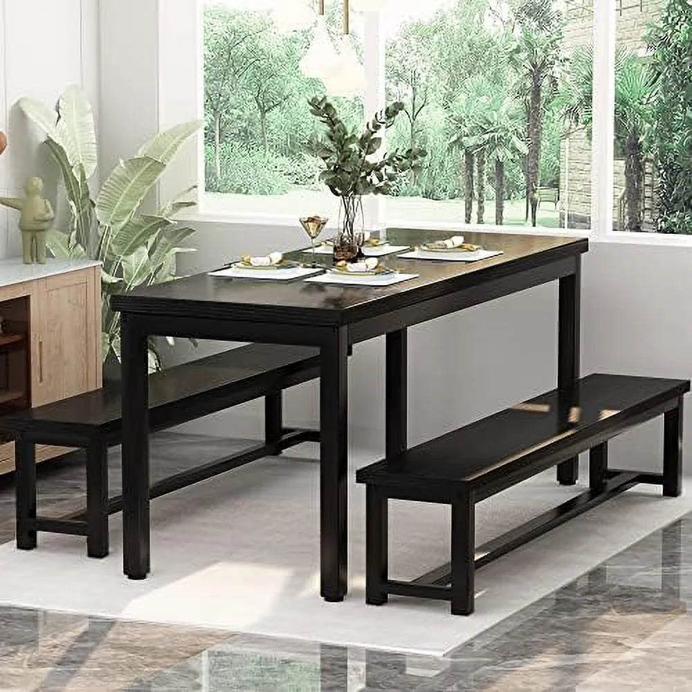 Black 4 Person Space Saving Kitchen Table Set with Rack Z2953
