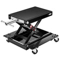 1100 Lbs Steel Wide Deck Motorcycle Lift Scissor Jack with Dolly and Hand Crank Black L43969