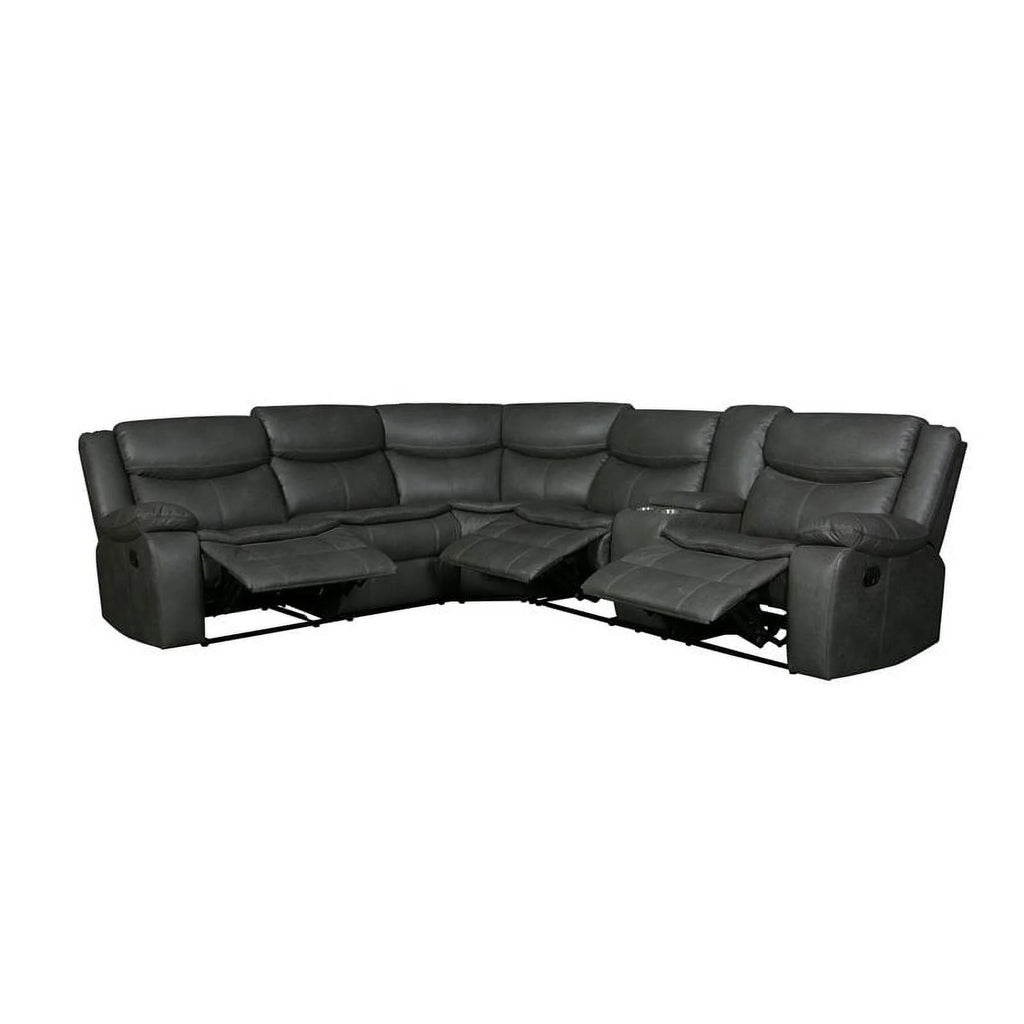 Gray Faux Leather Reclining Sectional M33849