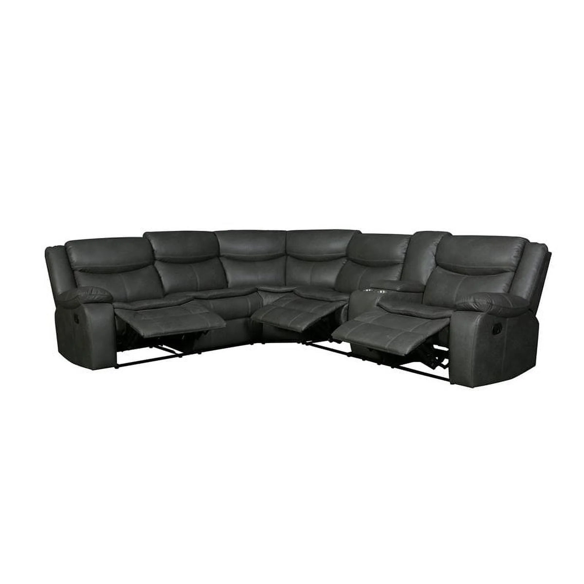Gray Faux Leather Reclining Sectional M33849
