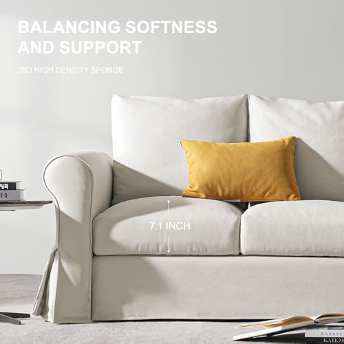 89" White Slip Covered Sofa with Extra Deep Seat J8793