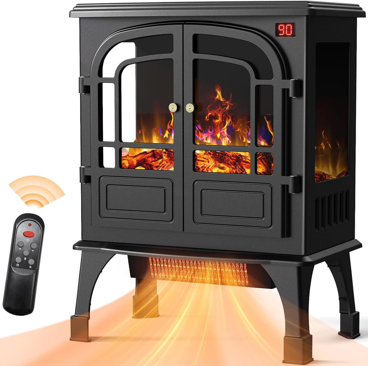 24'' Electric Fireplace Heater with Remote Control, 3D Realistic Flame, 750/1500W M525817