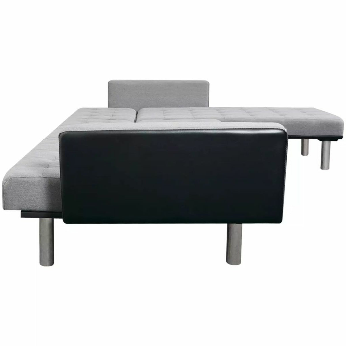L-shaped Sofa Bed Fabric Black and Gray S649610