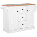 Portable Wooden Kitchen Island Cart with Drawers and Wheels White C143859