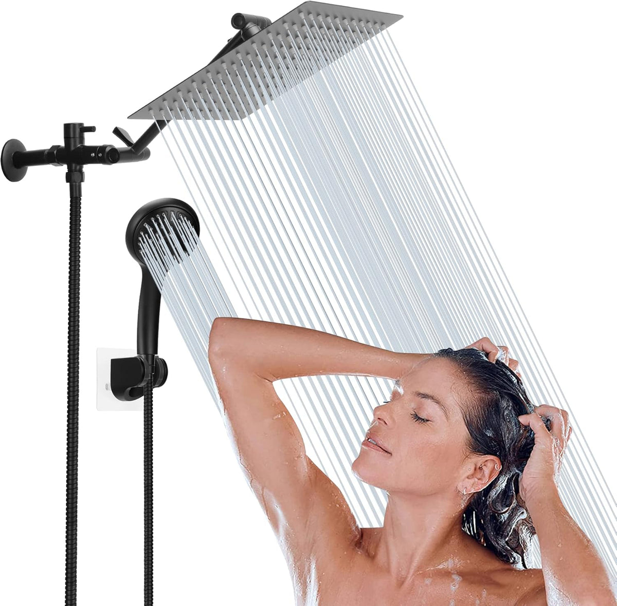 10" High Pressure Rainfall Shower Head Combo with Holder, Chrome Pack of 2 U517461