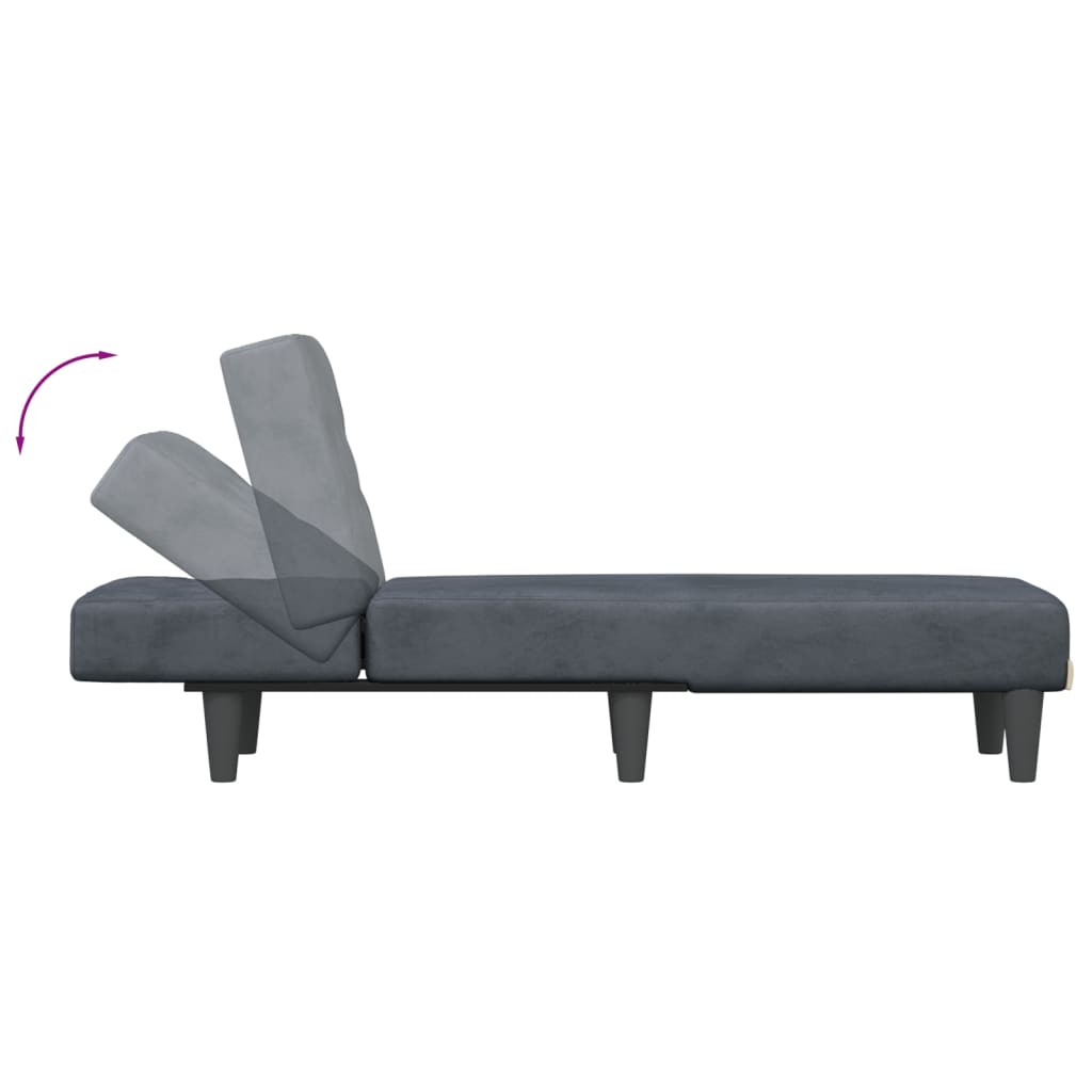 Dark Gray Velvet Chaise Longue F7185