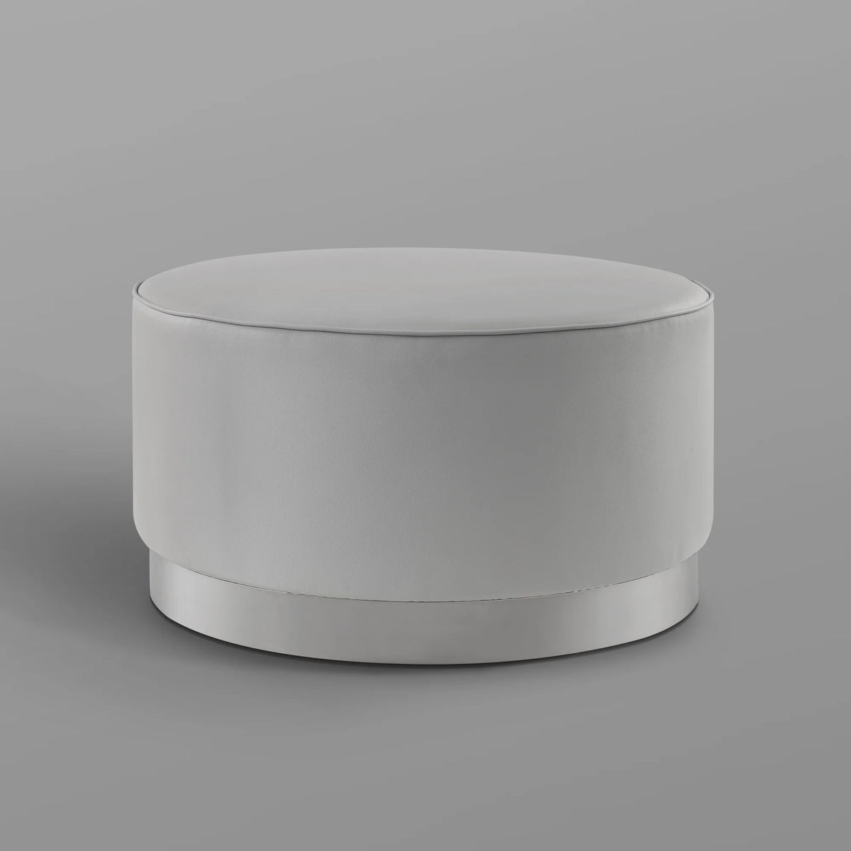 Leather or Velvet Cocktail Ottoman with Chrome or Gold Trim Base R870295