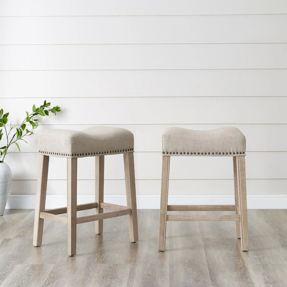 Gray Fabric Saddle Stool Set of 2 H4382