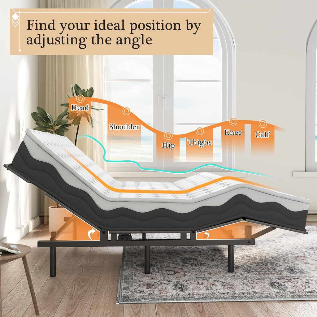 Adjustable Bed Frame with Wireless Remote and Zero Gravity Queen Size T266361