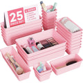 25 PCS Plastic Drawer Organizers Set, 4-Sizes (Pink) O70032