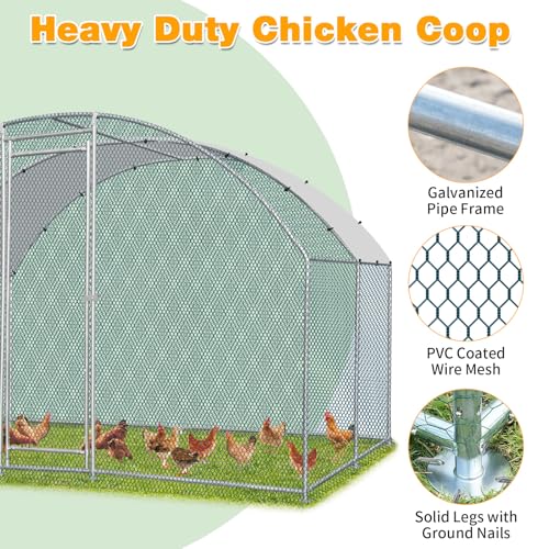 13×10FT Walk-in Galvanized Metal Chicken Coop with Waterproof Anti-UV Cover H358406