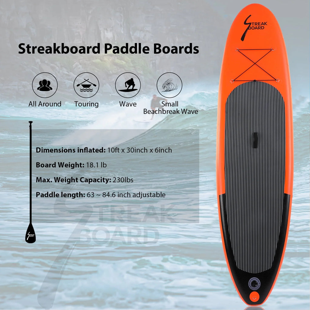 Inflatable Stand Up Paddle Board with Backpack, Leash, Paddle, Hand Pump & Repair Kit U445