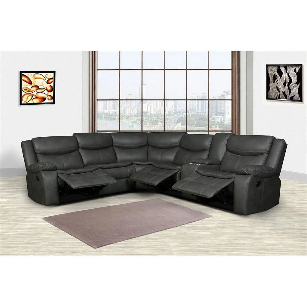 Gray Faux Leather Reclining Sectional M33849