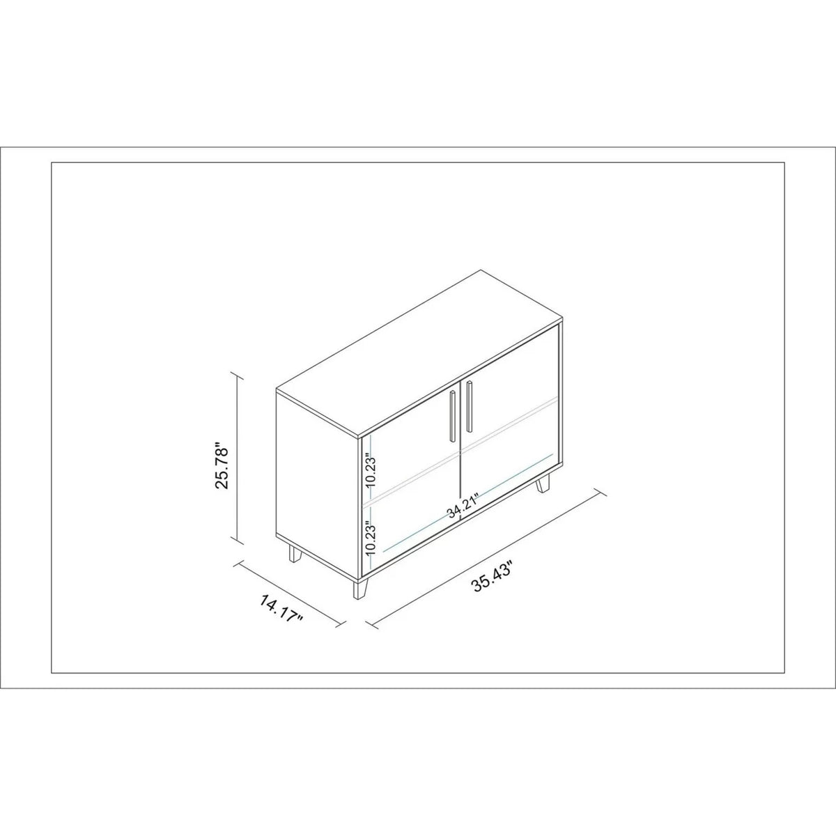 White Double Side Cabinet with 2 Shelves D845
