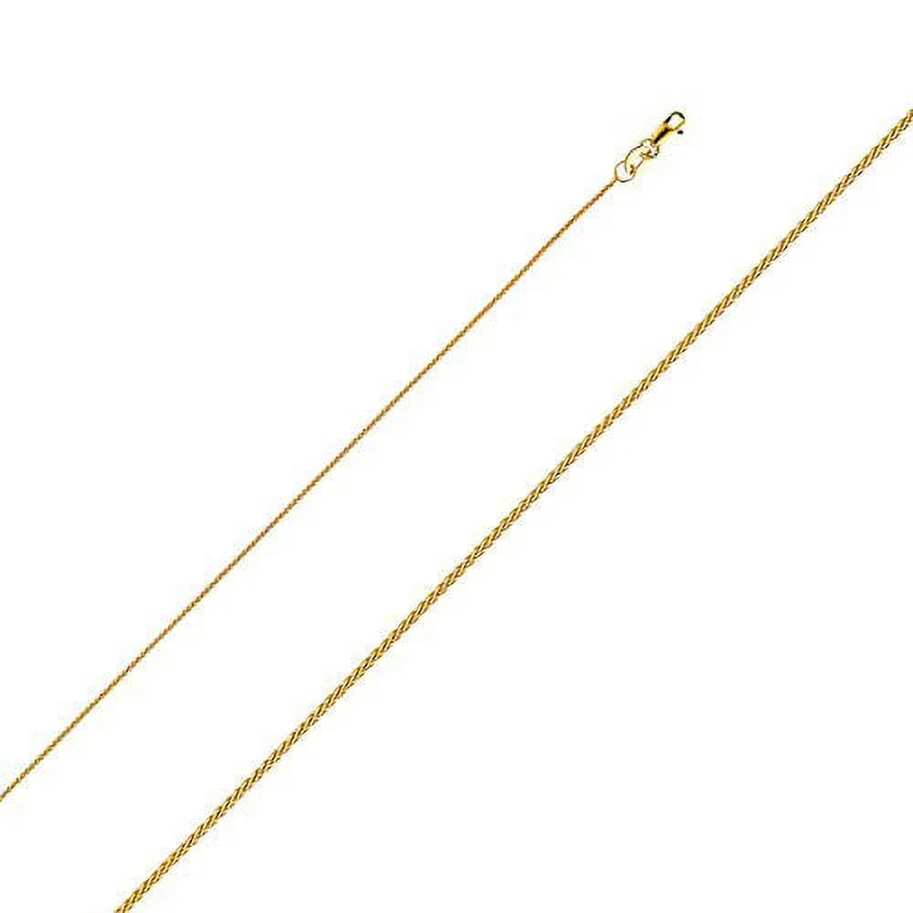 14k Yellow Gold Heart Locket Pendant with 0.8 mm Wheat Chain 16'' - 22'' E7524