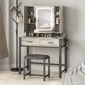Vanity Desk with Lighted Tri-Fold Mirror and 2 Drawers W504