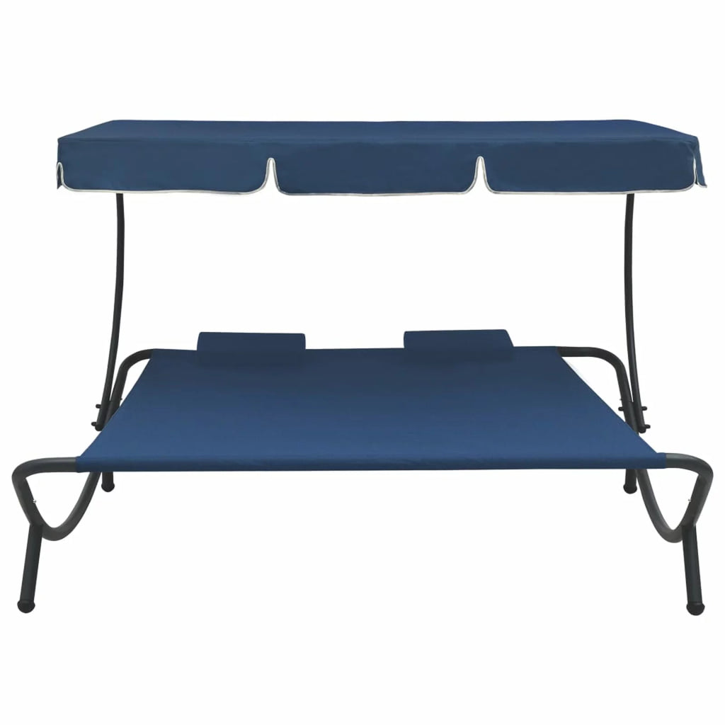 Blue Patio Bed with Canopy and Pillows U797
