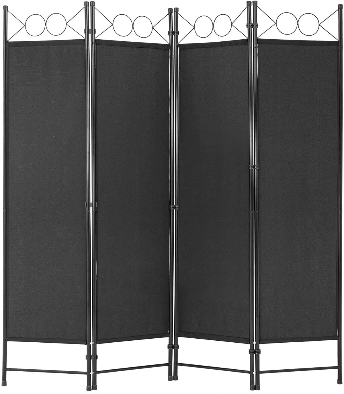 4 Panel 6 ft Black Steel Room Divider R619925