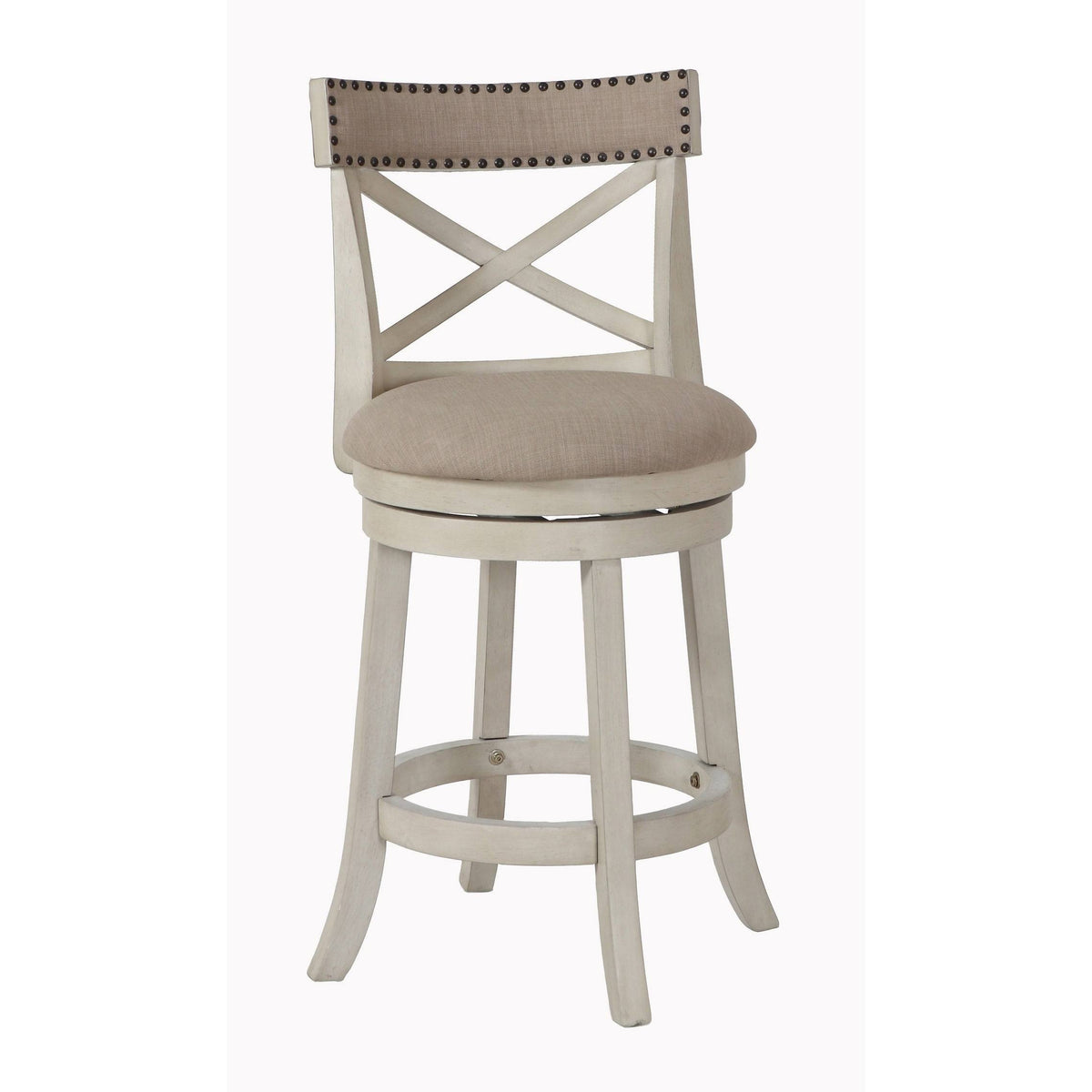 Antique White 24-Inch Counter Stool with Fabric Seat U58012
