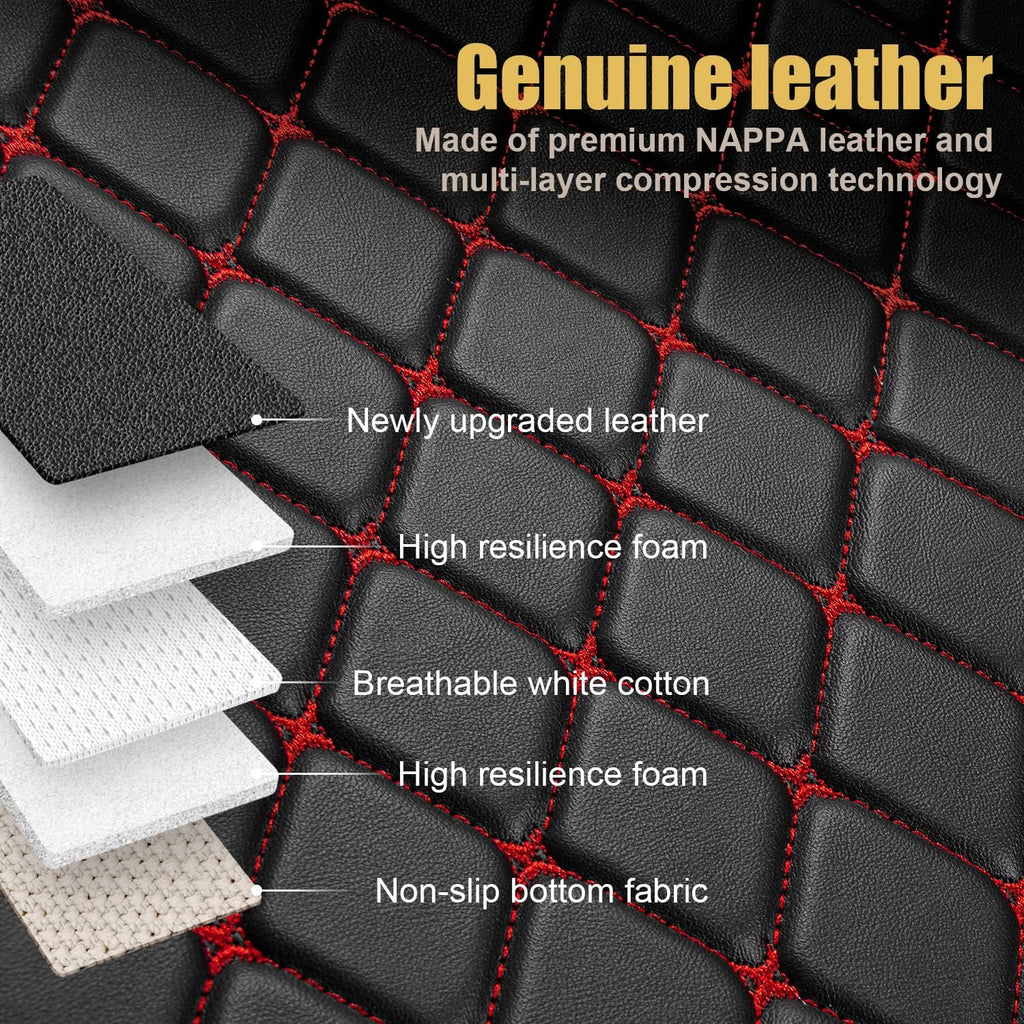 Leather Car Floor Mats 1st & 2nd Row Black N358