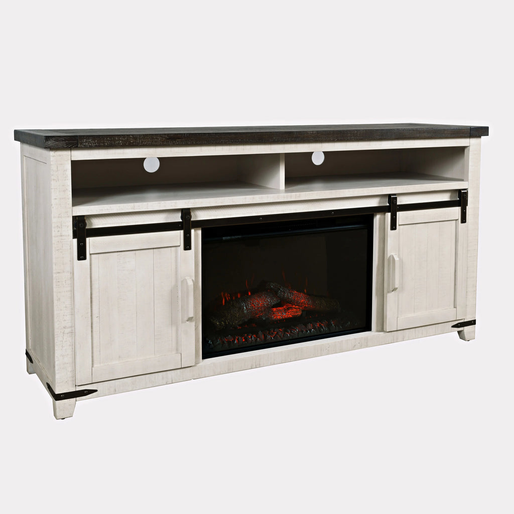 Solid Pine 64" TV Stand Console with Electric Fireplace R82381