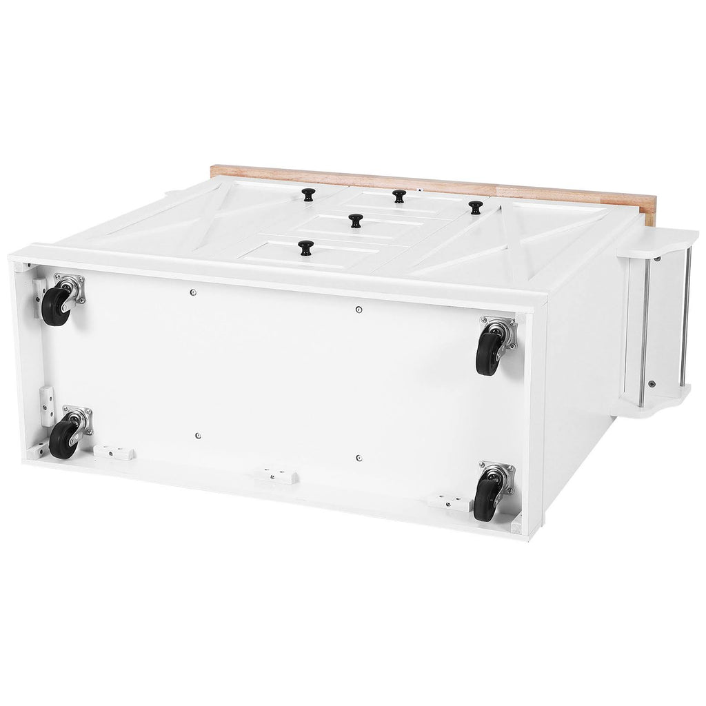 Portable Wooden Kitchen Island Cart with Drawers and Wheels White C143859
