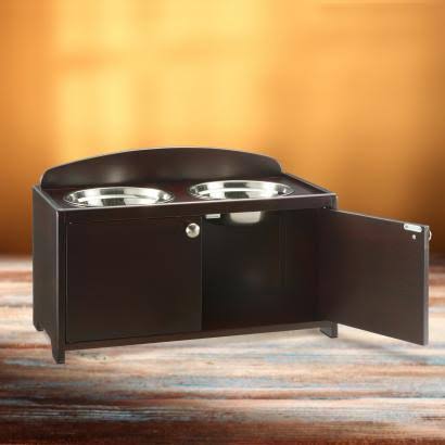Dark Brown Wooden Pet Feeder B270