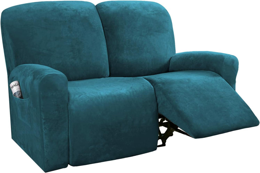 6-Pieces Velvet Stretch Recliner Loveseat Covers for 2 Cushion Sofa (Medium, Camel) C64895