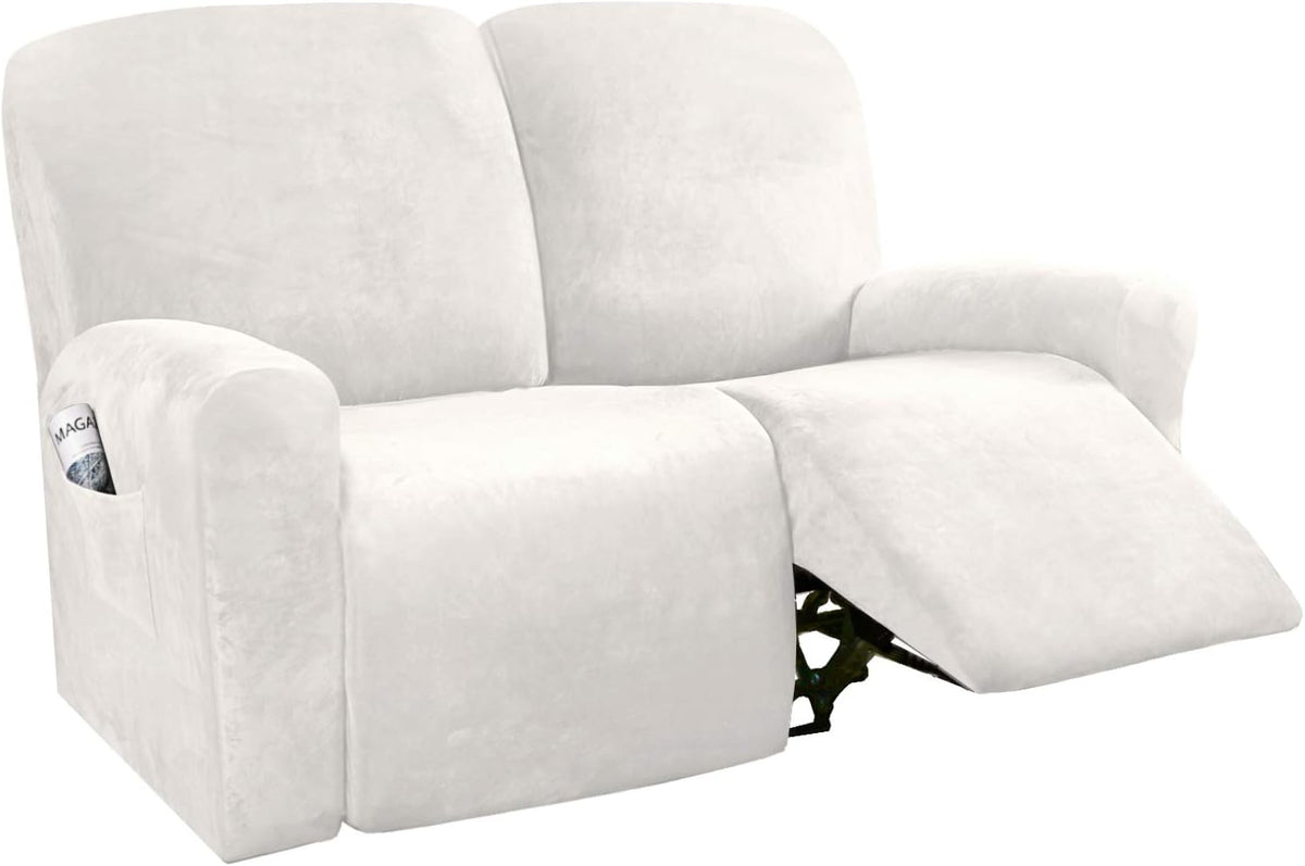 6-Pieces Velvet Stretch Recliner Loveseat Covers for 2 Cushion Sofa (Medium, Camel) C64895