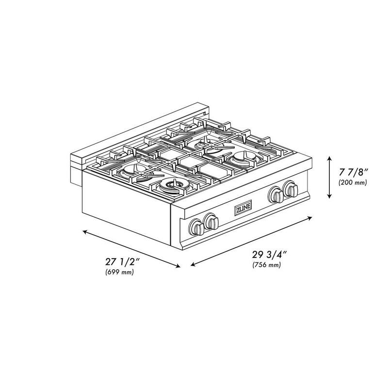 4 Burner Gas Cooktop with Matte Black Knobs in Stainless Steel G32718