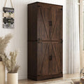 71" Tall Kitchen Pantry Storage Cabinet with 4 Barn Doors M649