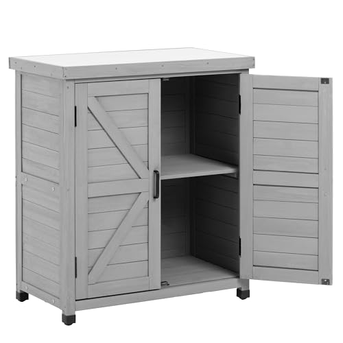 Potting Bench with Storage Cabinet and Metal Table Top M590