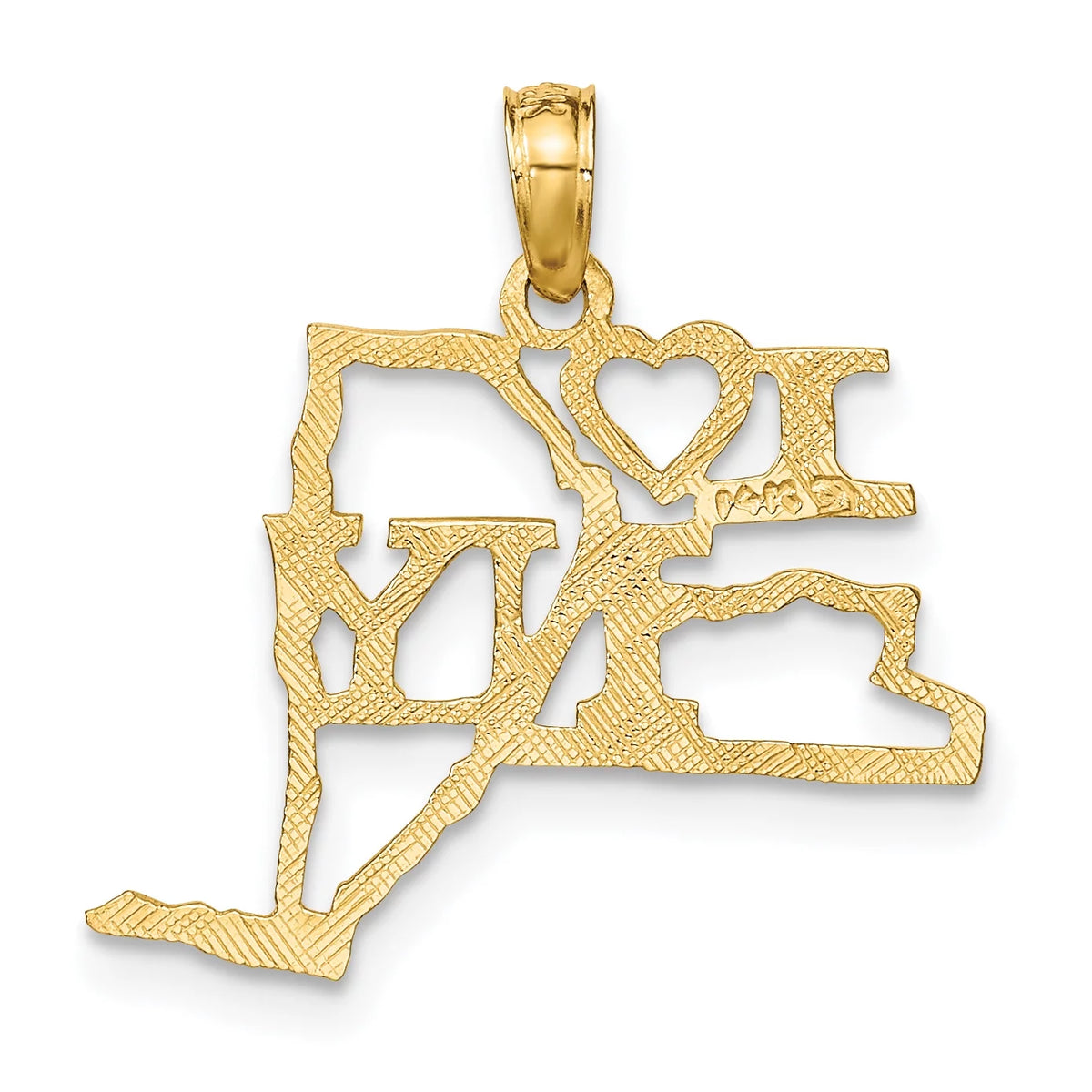 14K Yellow Gold New York State Pendant Charm Necklace 16'' S3194
