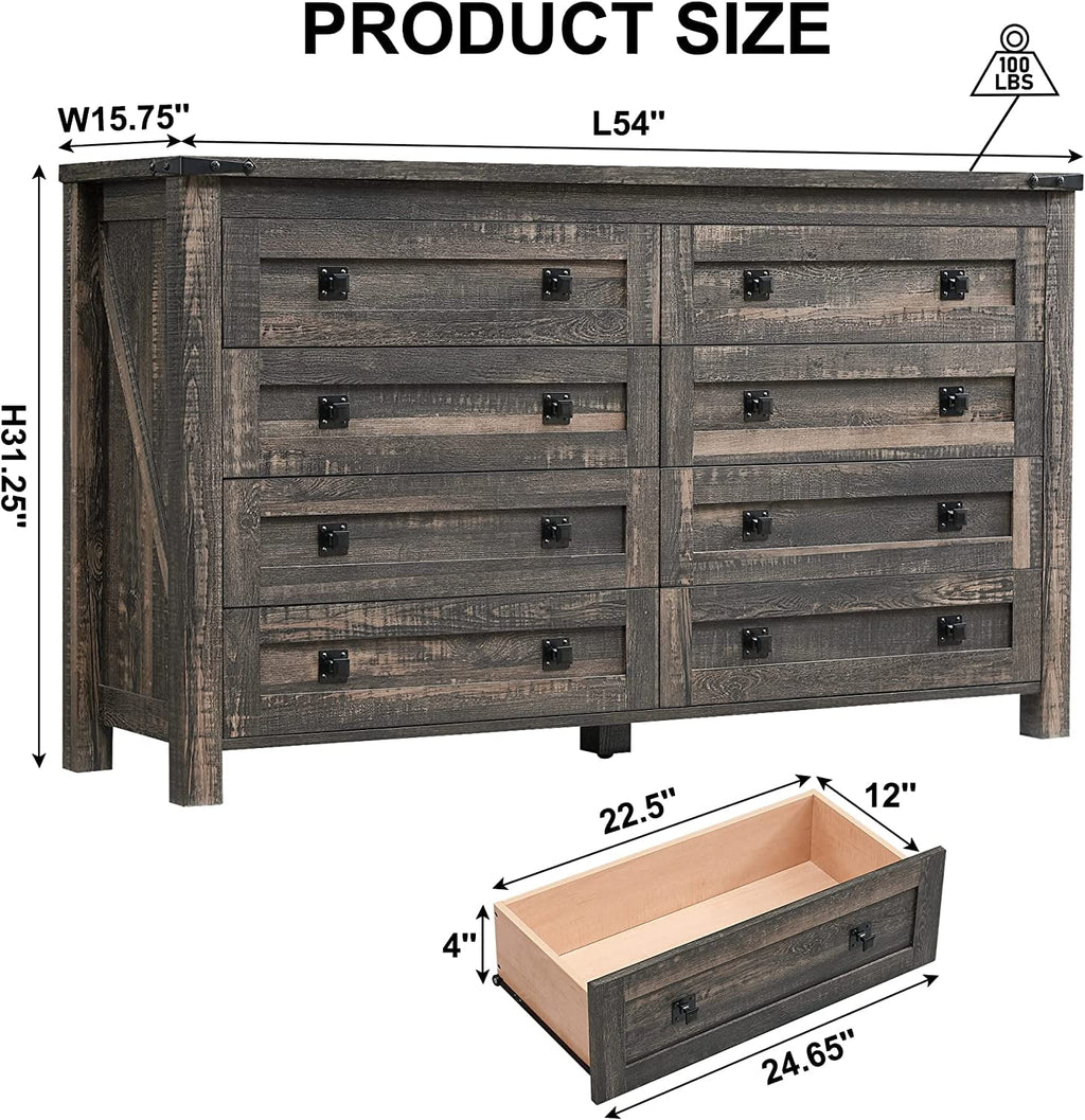 5 Drawer Wood Rustic Dresser Y409177