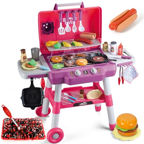 Kids BBQ Grill Playset with Smoke Sound Light E766421
