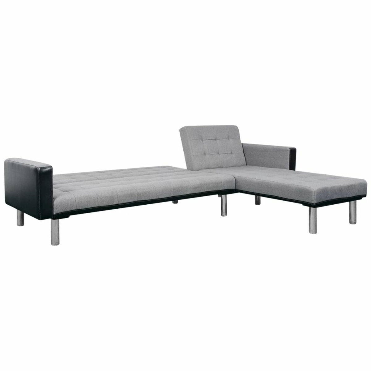 L-shaped Sofa Bed Fabric Black and Gray S649610