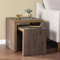 19 in. Solid Wood & Gold Nested End Tables - Set of 2 K8464