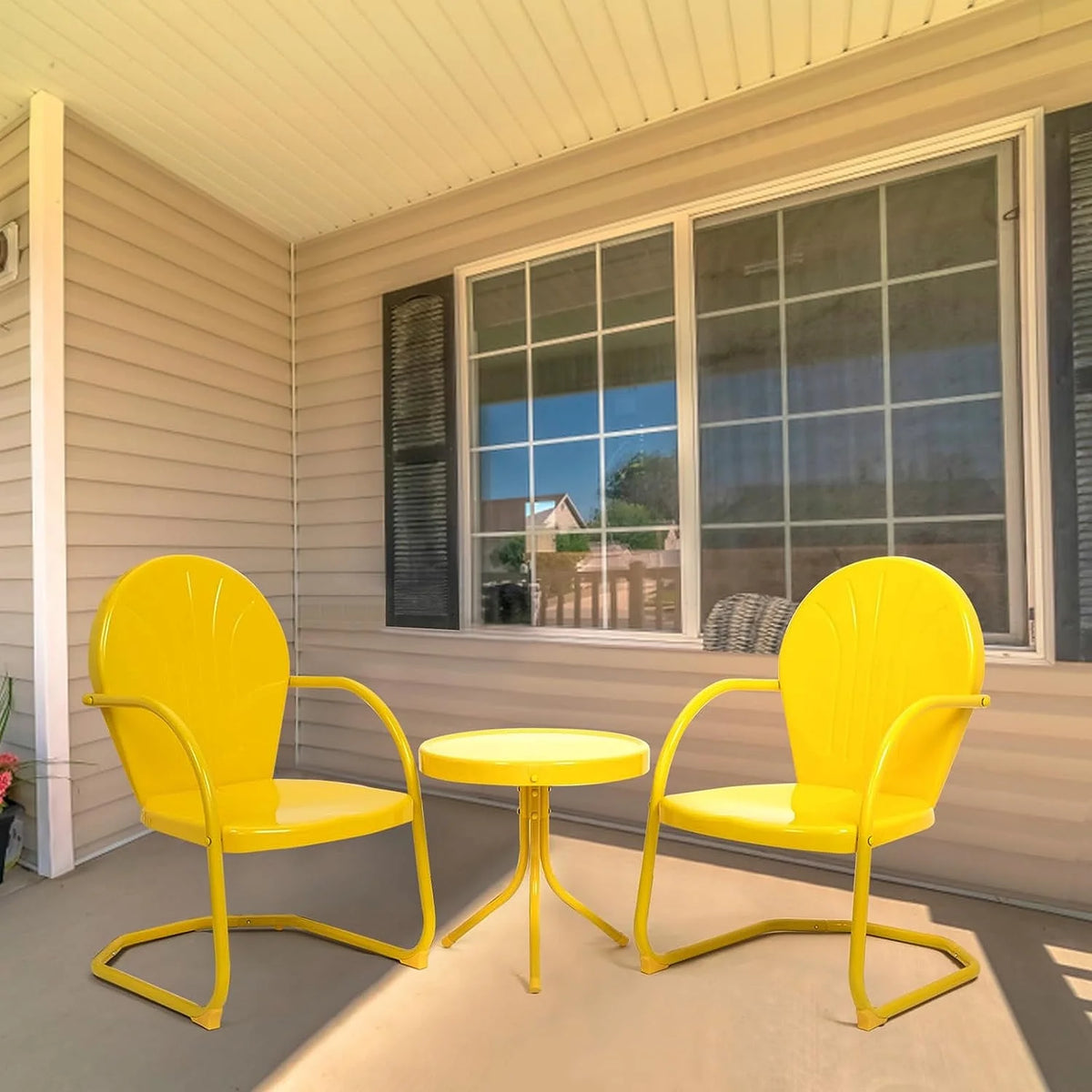 3 Piece Yellow Metal Patio Bistro Set X115