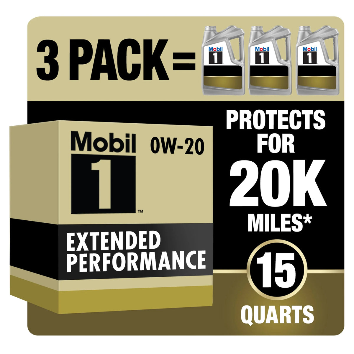 Full Synthetic Motor Oil 0W-20 5 Quart Pack of 3 N8466