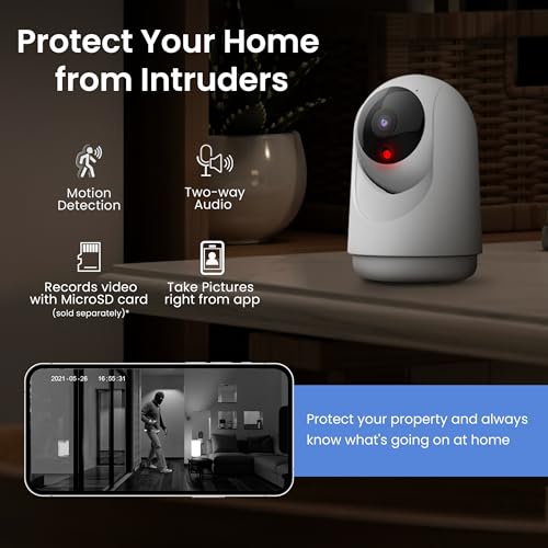 Indoor Security Camera with Motion Detection, Night Vision, 2-Way Audio, 1080p HD, White O822