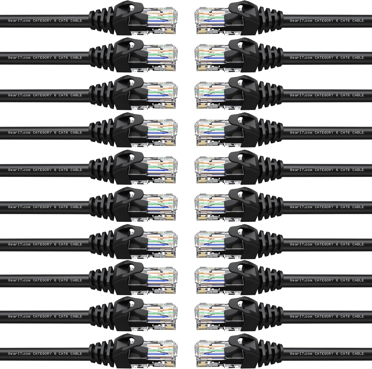 50-Pack Cat6 Patch Cable 1 Foot Ethernet Cable Snagless Black S94940