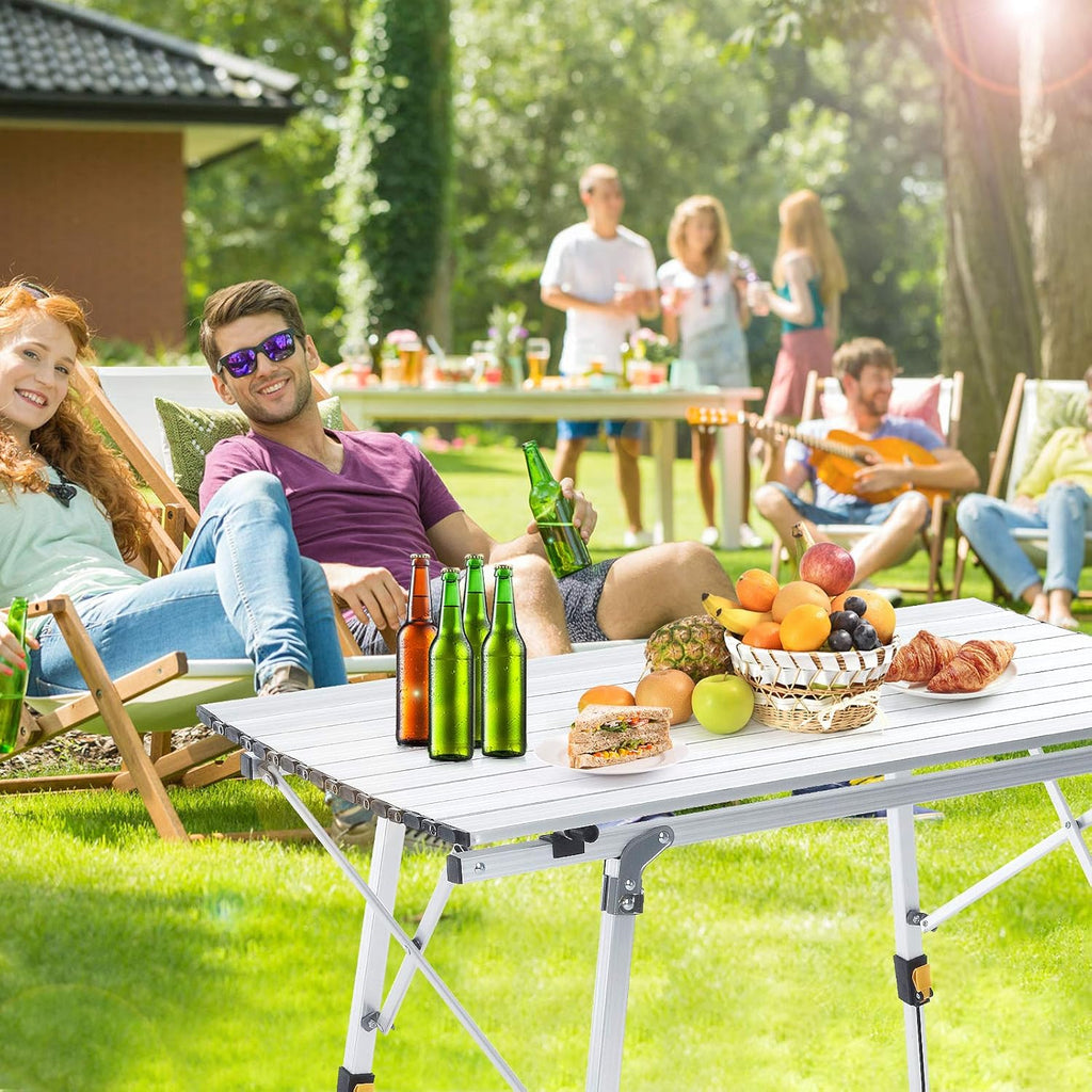 Folding Portable Aluminum Camping Table with Tablecloth G66093